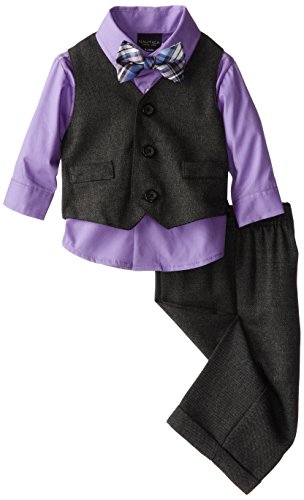 Nautica Babys Newborn Birdseye Vest Set, Dark Grey, 6-9 Months