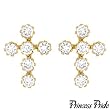 PRINCESS PRIDE Nice Cross High quality Earrings With 0.60ctw Cubic zirconia in 14K Yellow Gold Length 8mm - Certificate Available.