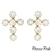 PRINCESS PRIDE Nice Cross High quality Earrings With 0.60ctw Cubic zirconia in 14K Yellow Gold Length 8mm - Certificate Available.
