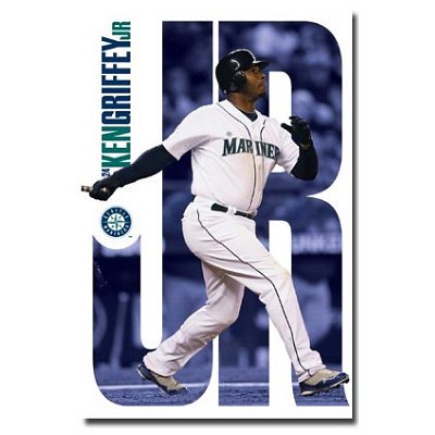 Seattle Mariners (Ken Griffey Jr.) Sports Poster Print - 24x36 custom fit with RichAndFramous Black 24 inch Poster Hangers