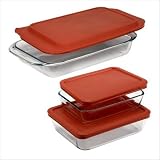 6 Piece Bakeware Set with Red Plastic Cover