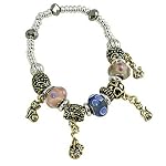 glass bead cat charm bracelet