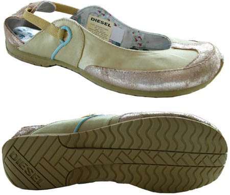 Diesel Kallana Gold Womens Shoes Flats from Diesel