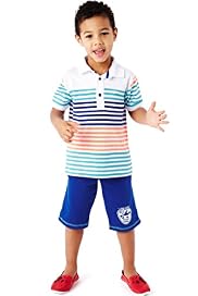 Pure Cotton Striped Polo T-Shirt & Shorts Outfit