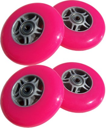 4 PINK Wheels Abec 7 Bearings 100MM for RAZOR SCOOTERS