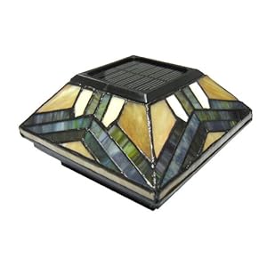 Pine Top 511-0014 Solar Post Cap Night Light Stained Glass