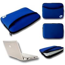 Blue Neoprene Zipper Carrying Case Sleeve for Kindle DX / ASUS Eee / Acer Aspire One / Dell Inspiron Mini / HP MINI / MSI Wind / Lenovo IdeaPad and others 9" 10" Laptops Notebook Netbook