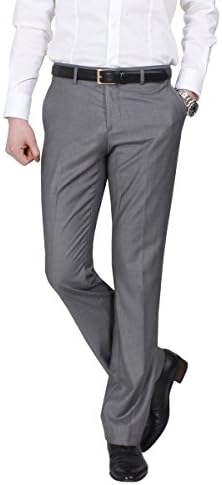 JEJEhomme Men's Slim Fit Dress Casual Pants (US 30W x 31L (Asia 32W), Gray)