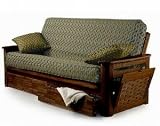 Bahama Storage Arm with Wicker 100% Solid Hardwood Convertible Futon Sofa Sleeper Bed Frame