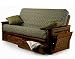 Bahama Storage Arm with Wicker 100% Solid Hardwood Convertible Futon Sofa Sleeper Bed Frame