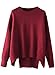 Futurino Women's Crew Neck Solid Long Drop Sleeves Loose Knit Pullover Sweater