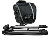 Produkt-Bild: Fototasche, Kameratasche Typ Miami Colt, antrazit, Set mit kompaktem Reisestativ, passend f&uuml;r Sony Alpha 55, 35, 33, 580, 560, 555, 500, 450, 65V, 77V, DSC-HX100V, NEX-5, NEX-3, NEX-C3, NEX-5N, NEX-7