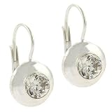 Sterling Silver CZ Round Leverback Earrings