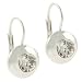 Bold Sterling Silver Diamond cz stone Circle LeverBack Lever Back Earrings