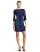 Donna Morgan Womens Printed Jersey 3/4 Sleeve Boatneck Shift, Violet, 4