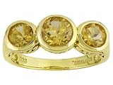1.48CTW CITRINE 3 STONE 18KT OVER STERLING SILVER RING
