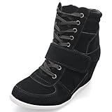 MQ23 Damen sportliche Wedge Stiefeletten - Turnschuhe mit Keilabsatz 777-51 Black Gr. 39