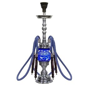 34" 4 Hose Rotating Hookah BLUE