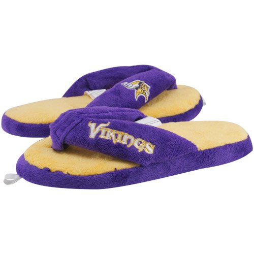 Minnesota Vikings Ladies Purple-Gold Plush Thong Slippers (Large)