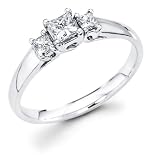 14k White Gold Three 3 Stone Princess Cut Diamond Engagement Anniversary Past Present Future Ring (2/5 cttw, G-H Color, I1 Clarity)