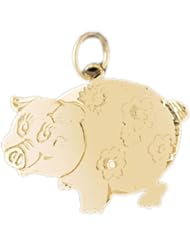 Dazzlers Solid 14k Gold Pig Charm Pendant Available in three colors from jewelsberry (weights: 1.9 grams only)