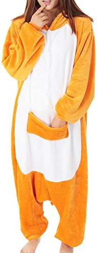 Qeely Adult Pajamas Kigurumi Cosplay Costume Animal Onesie Sleepwear Nonopnd Unisex Orange M