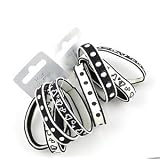 4 Black & White Heart/Daisy Hair Elastics IN9421by Accessories