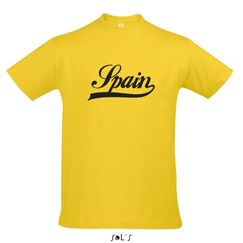 T-Shirt Spanien Oldschool Spain LÄNDERSHIRT EM / WM FAN Trikot S-XXL , Gold – schwarz , XXL