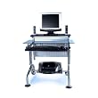 Computer Desk With Blue Glass By Leda Home Furnishing