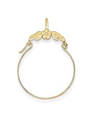 14k Polished Floral Charm Holder, Best Quality Free Gift Box Satisfaction Guaranteed