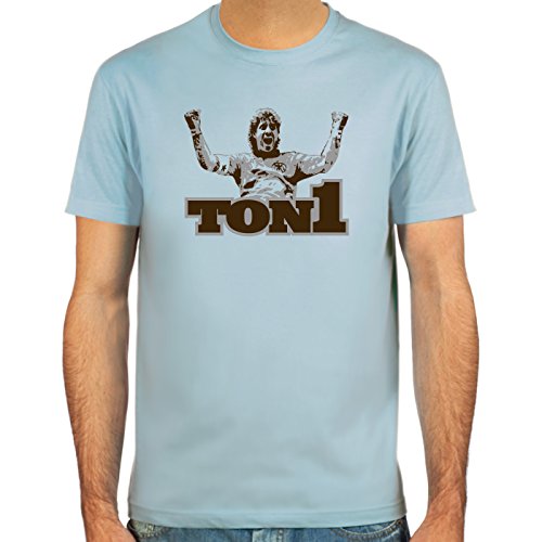 T-Shirt “Ton1″ ::: Farbauswahl: skyblue, sand oder weiß ::: Größen: S-XXL ::: Fußball-Kult