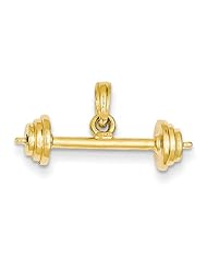 14k Yellow Gold 3-D Barbell Pendant