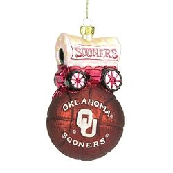 Oklahoma Sooners 5" Glass Mascot Basketball Holiday Ornaments - NCAA College Athletics