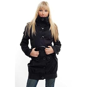 Damen Kurzmantel Longjacke schwarz Jacke m. Gürtel