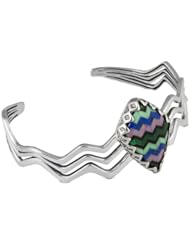 Relios Sterling Silver Multi-Gemstone Inlay Zig Zag Cuff Bracelet