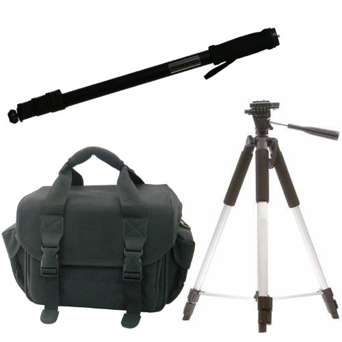 57 Inch Aluminum Tripod + 67 Inch Monopod + Protective Case – Accessory For Panasonic HDC-SD40 HDC-SD80 HDC-SD90 HDC-SD60K HD Camcorder