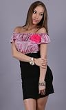 CORINTH Off-Shoulder Rosette Two Tone Dress