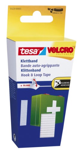 Tesa 55224-3-0 - Klettband 20 mm x 1 m, weiss