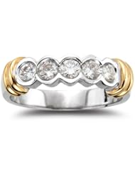 1/2 (0.46-0.55) Cts Diamond Five Stone Ring in 18K Two Tone Gold