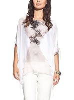 Laura Moretti Blusa Seda (Blanco / Marrón)