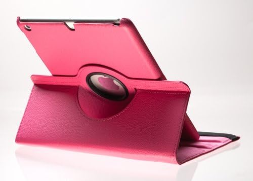 OMC iPad Air 360 Degree Rotating Leather Case (Hot Pink) w/ Screen Protector, Cloth and Stylus