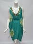 OndadeMar womens bamboo waves green cotton gauze sequin swim tunic M