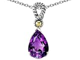 3.50 cts 925 Sterling Silver and 18k Gold Two Tone Genuine Amethyst Pendant
