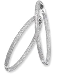 14k Gold White Gold Diamond In-Out Hinged Hoop Earrings