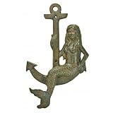 Nautical Repro Mermaid on Anchor Cast Iron Figurine
