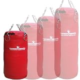 Genuine Cowhide Leather Punch Bag with Free Chrome Plated chain Real Leather punchbag Red 3 Feet