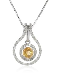 Sterling Silver Gemstone and 1/3cttw Diamond Pendant Necklace, 18"