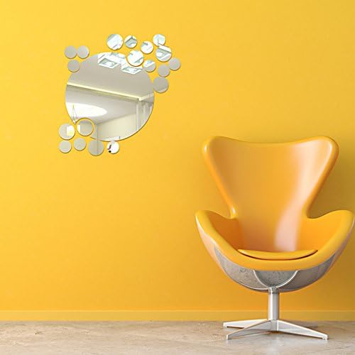 DIY - Do It Yourself New Wall Mirror Stickers, Big and Small Balls, Made of Acrylic Material Like Mirror, Modern Design for Home Living Room Bedroom Kitchen Baby Child Novelty Luxury Crystal Wall Silent Watch Extra Large Clocks, Silver