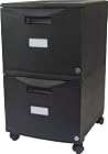 Storex 18-Inch Wheeled Two-Drawer Locking Filing Cabinet, Black (61309)