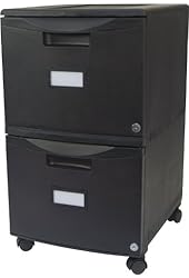 Storex 18-Inch Wheeled Two-Drawer Locking Filing Cabinet, Black (61309)